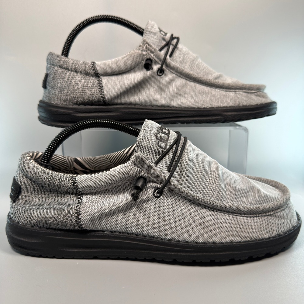 Hey Dude Wally Funk Mens 8 Coal Gray Black Slip On Casual Loafer Shoe Sneakers
